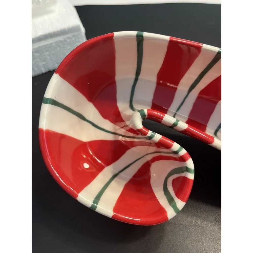 Pier One Candy Cane Dip Bowl Set w Candy Cane Spreader